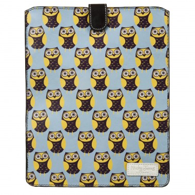 Owls Blue Leather iPad Sleeve